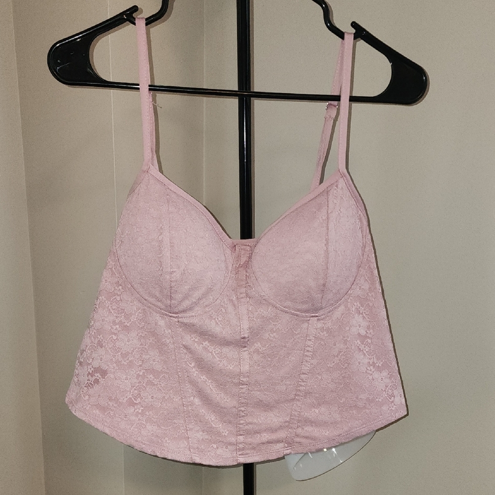 No Boundaries Light Pink Lace Longline Bralette